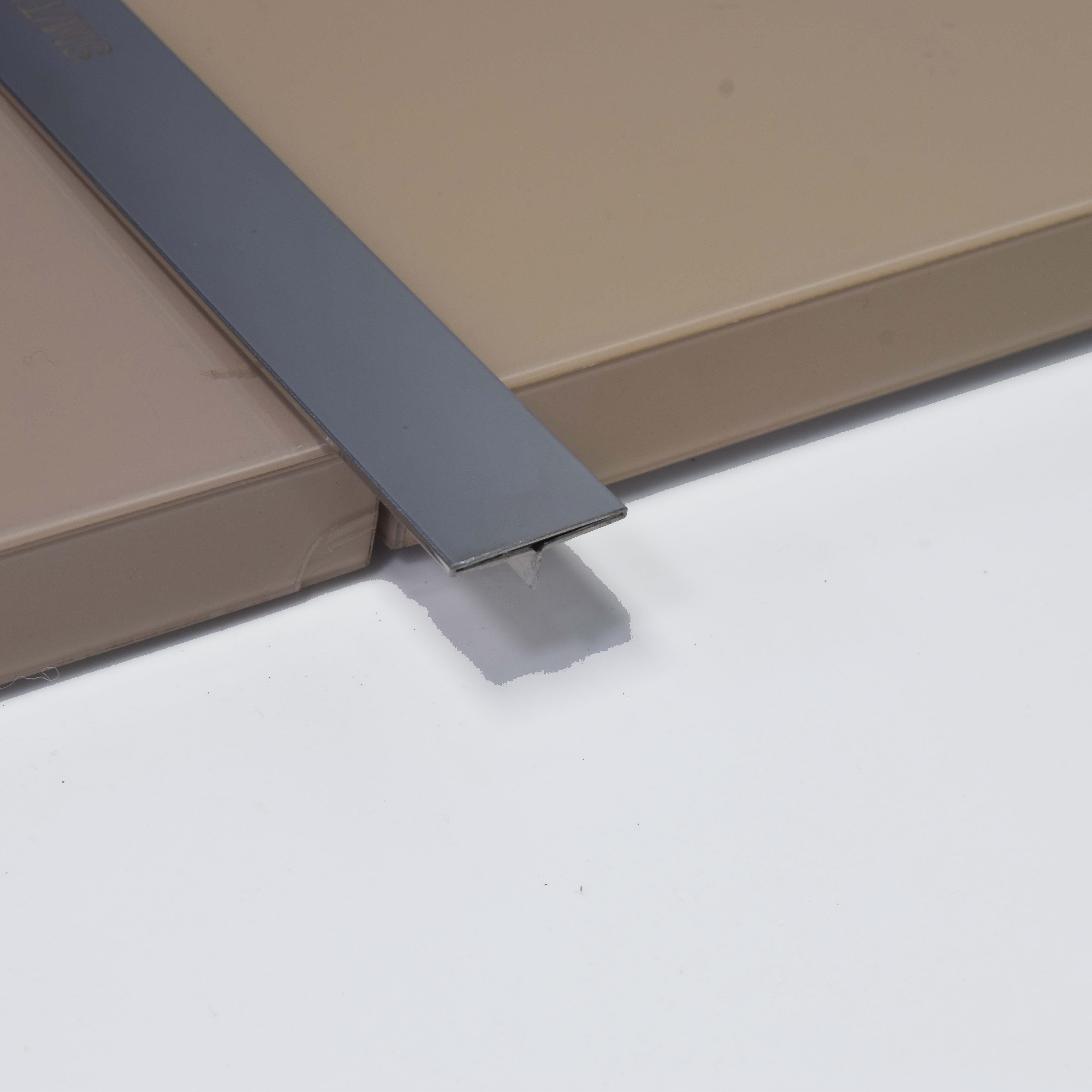 Stainless Steel T Profile Silver Mirror Glossy Finish Edgeline PM 00293 AF | 10 ft (3 mtr) x 20 mm x 0.6 mm | Adhesive Type Installation | Suitable for Floor & Walls