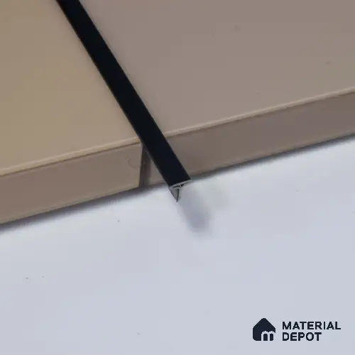 Stainless Steel T Profile Black Mirror Glossy Finish Edgeline PM 00293 D | 10 ft (3 mtr) x 6 mm x 0.6 mm | Adhesive Type Installation | Suitable for Floor & Walls