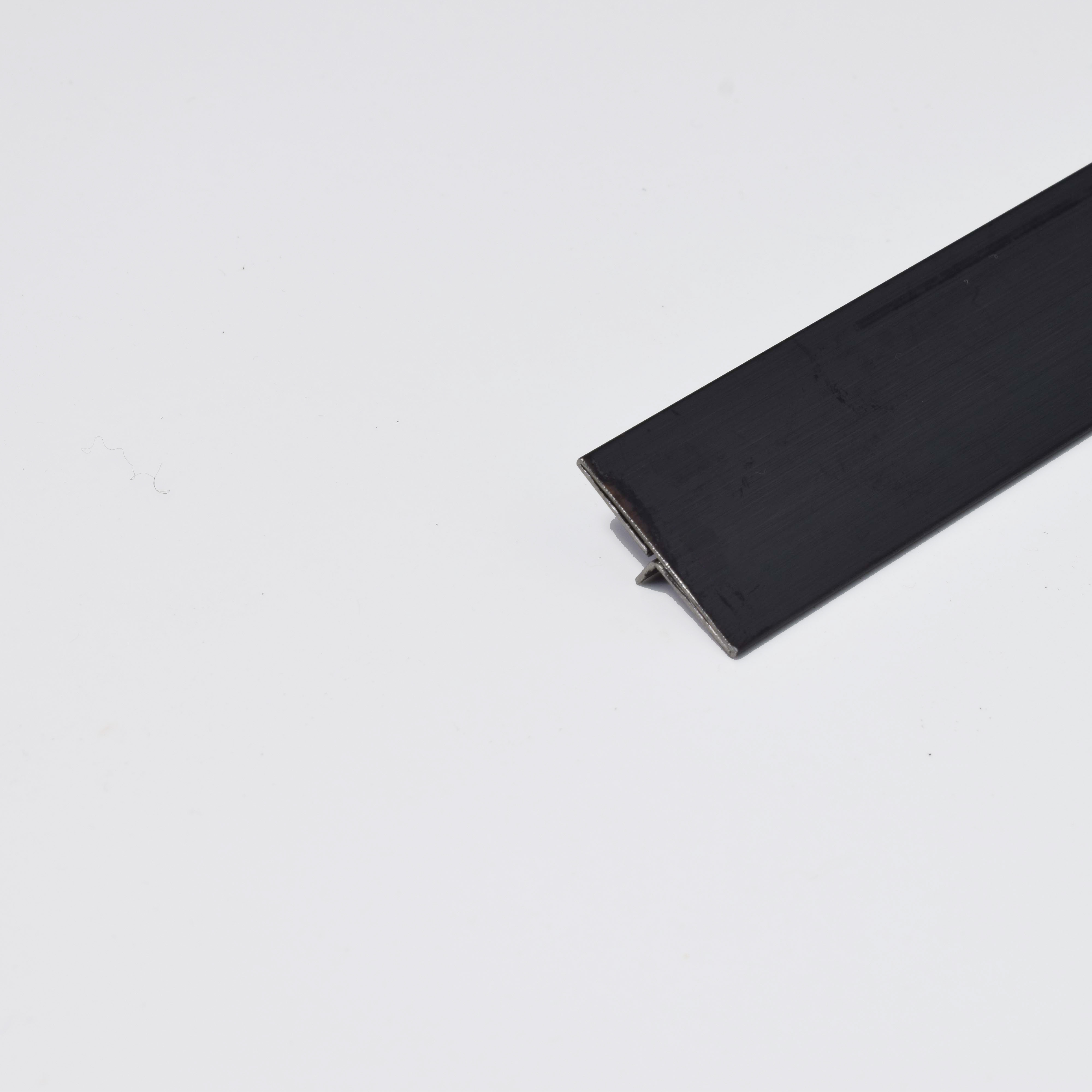 Stainless Steel T Profile Black Hairline Matte Finish Edgeline PM 00293 H | 10 ft (3 mtr) x 25 mm x 0.6 mm | Adhesive Type Installation | Suitable for Floor & Walls