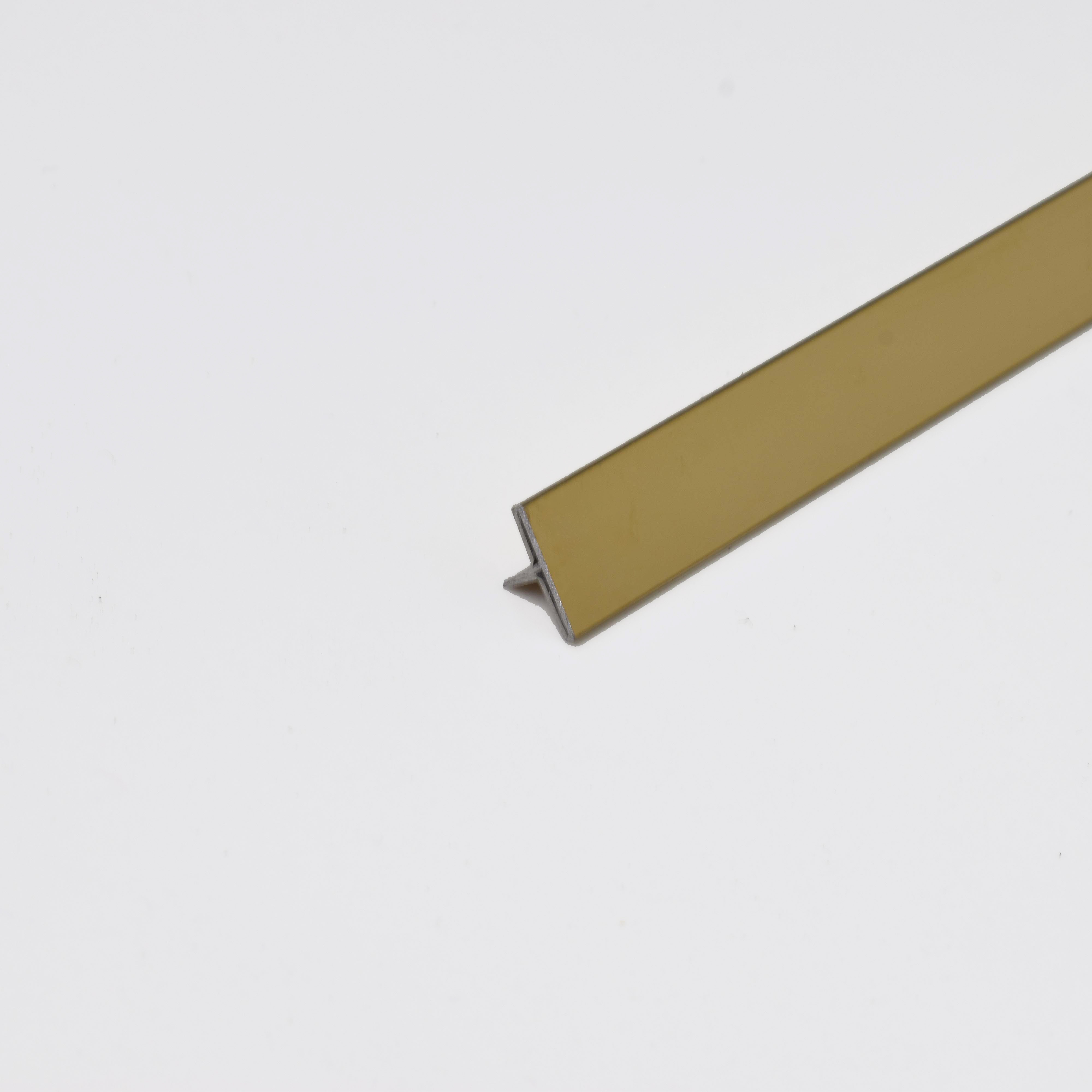 Stainless Steel T Profile Gold Mirror Glossy Finish Edgeline PM 00293 K | 10 ft (3 mtr) x 12 mm x 0.6 mm | Adhesive Type Installation | Suitable for Floor & Walls