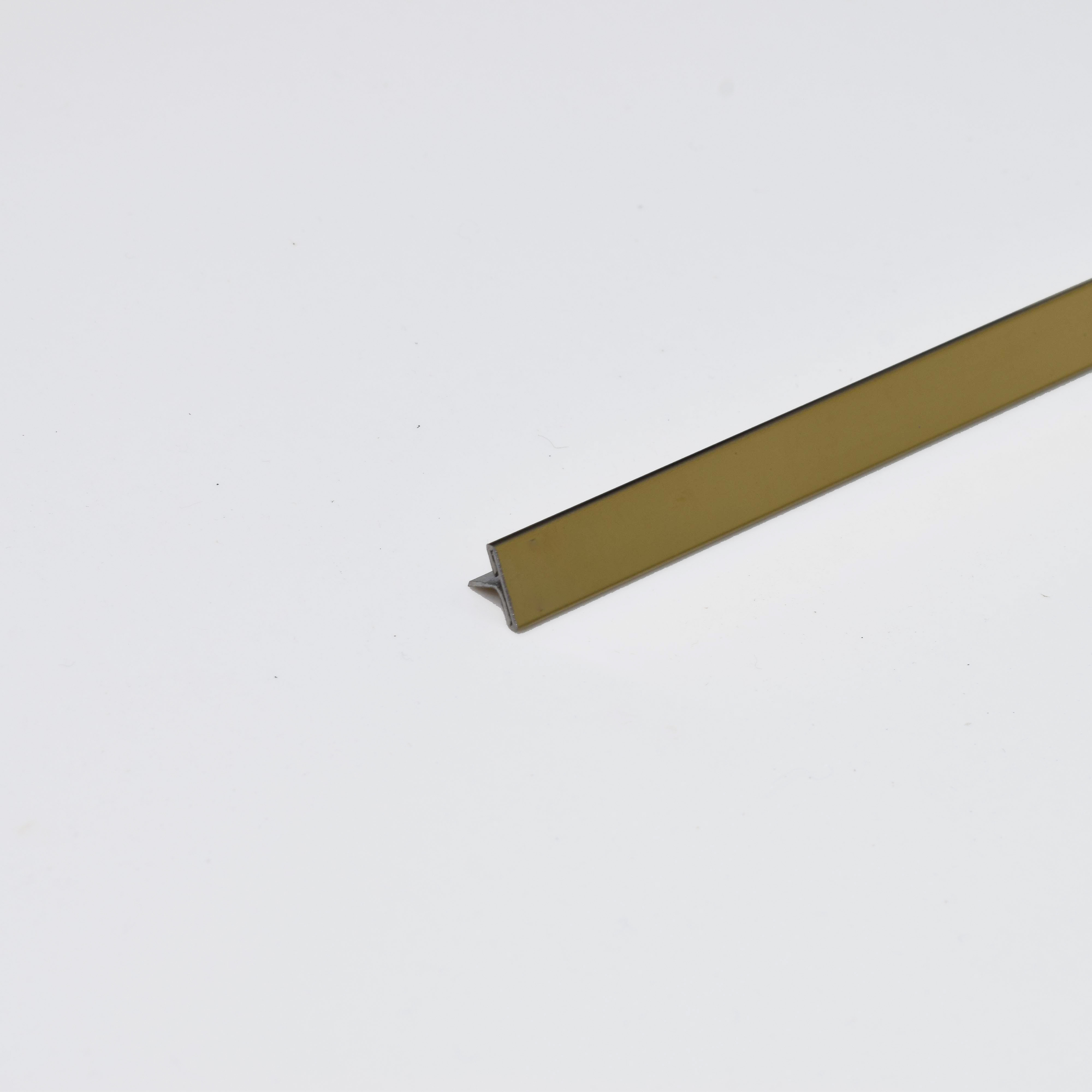 Stainless Steel T Profile Gold Mirror Glossy Finish Edgeline PM 00293 O | 10 ft (3 mtr) x 8 mm x 0.6 mm | Adhesive Type Installation | Suitable for Floor & Walls