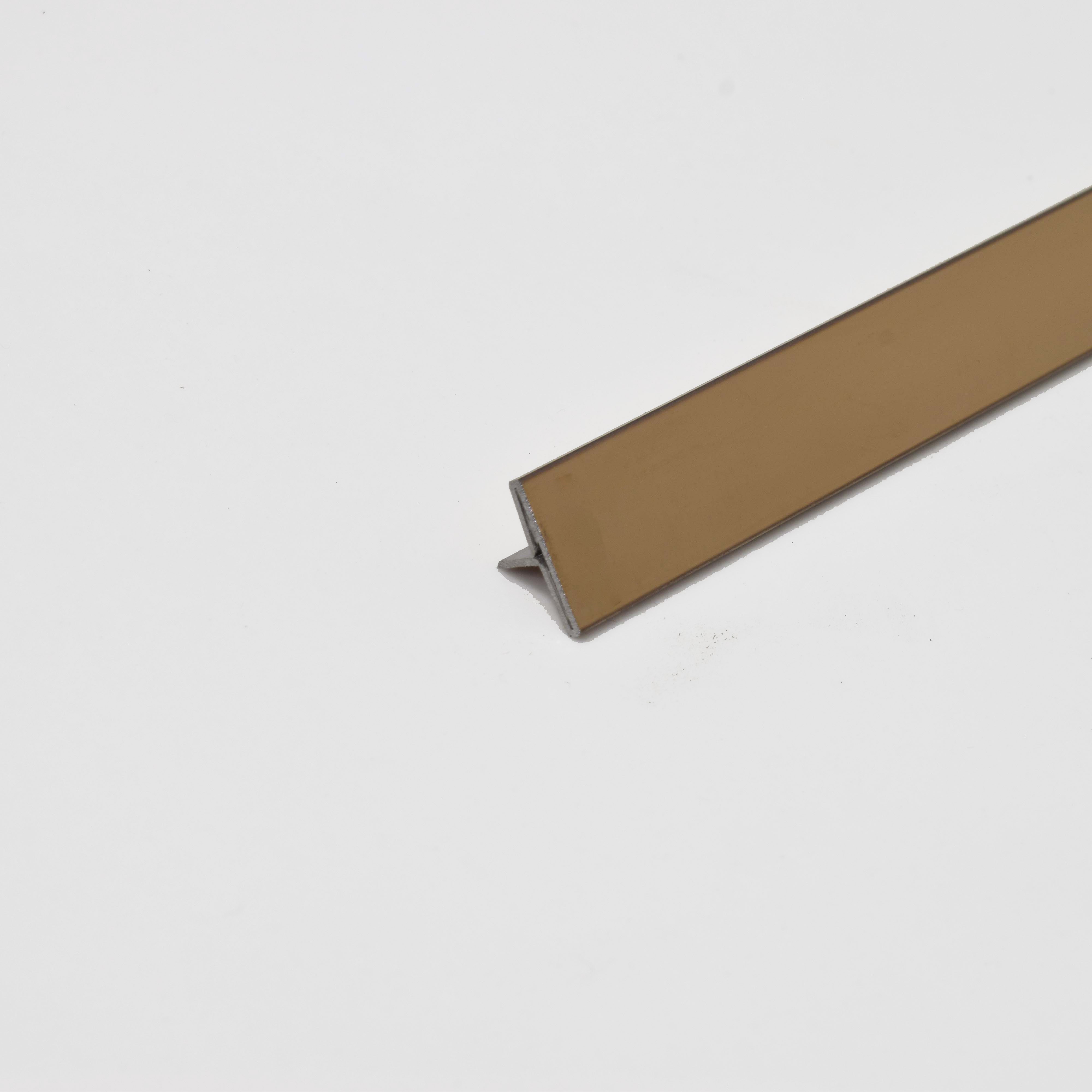 Stainless Steel T Profile Rose Gold Mirror Glossy Finish Edgeline PM 00293 U | 10 ft (3 mtr) x 12 mm x 0.6 mm | Adhesive Type Installation | Suitable for Floor & Walls