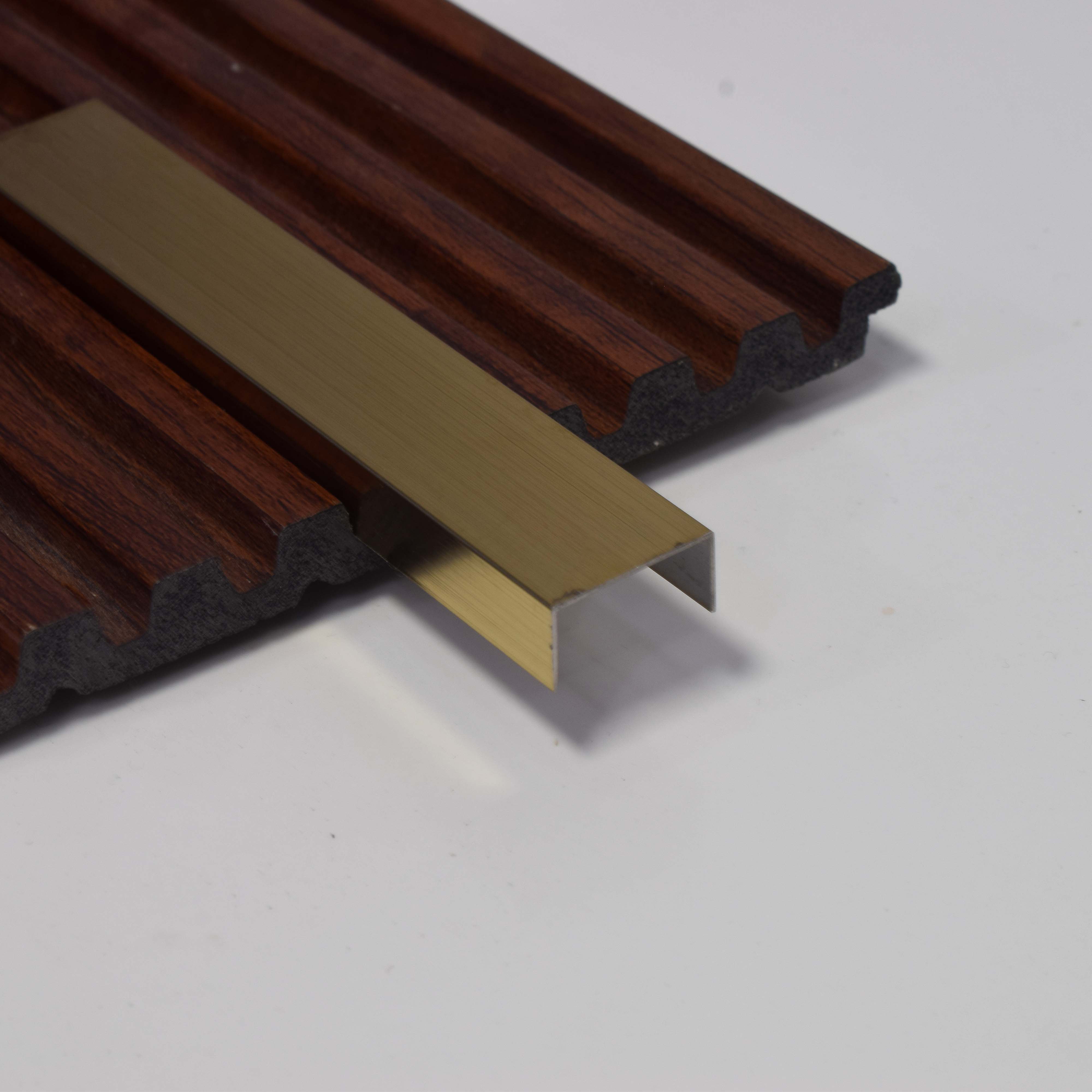 Stainless Steel U Profile Gold Hairline Matte Finish Edgeline PM 00294 H | 10 ft (3 mtr) x 20 mm x 0.6 mm | Adhesive Type Installation | Suitable for Floor & Walls