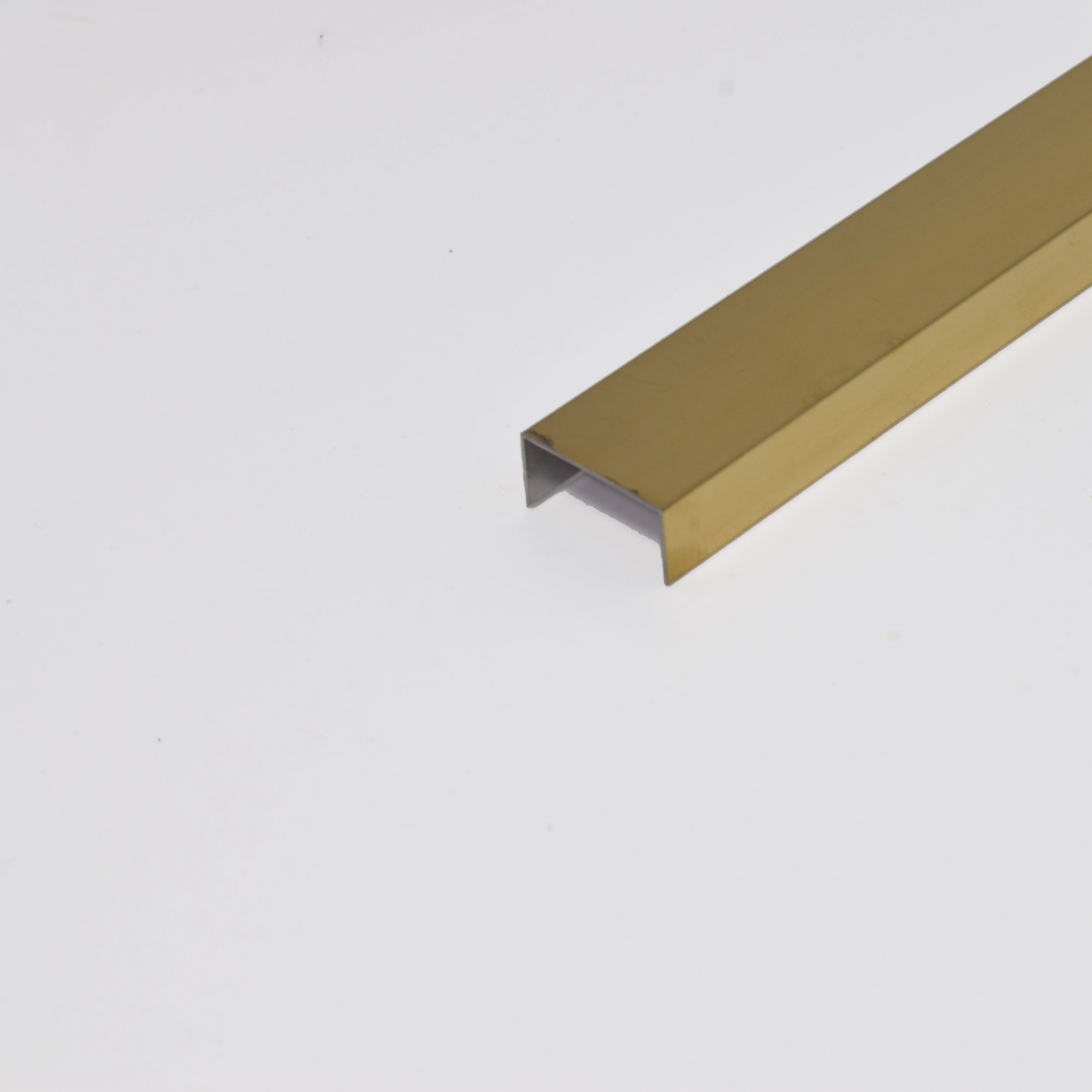 Stainless Steel U Profile Gold Hairline Matte Finish Edgeline PM 00294 H | 10 ft (3 mtr) x 20 mm x 0.6 mm | Adhesive Type Installation | Suitable for Floor & Walls