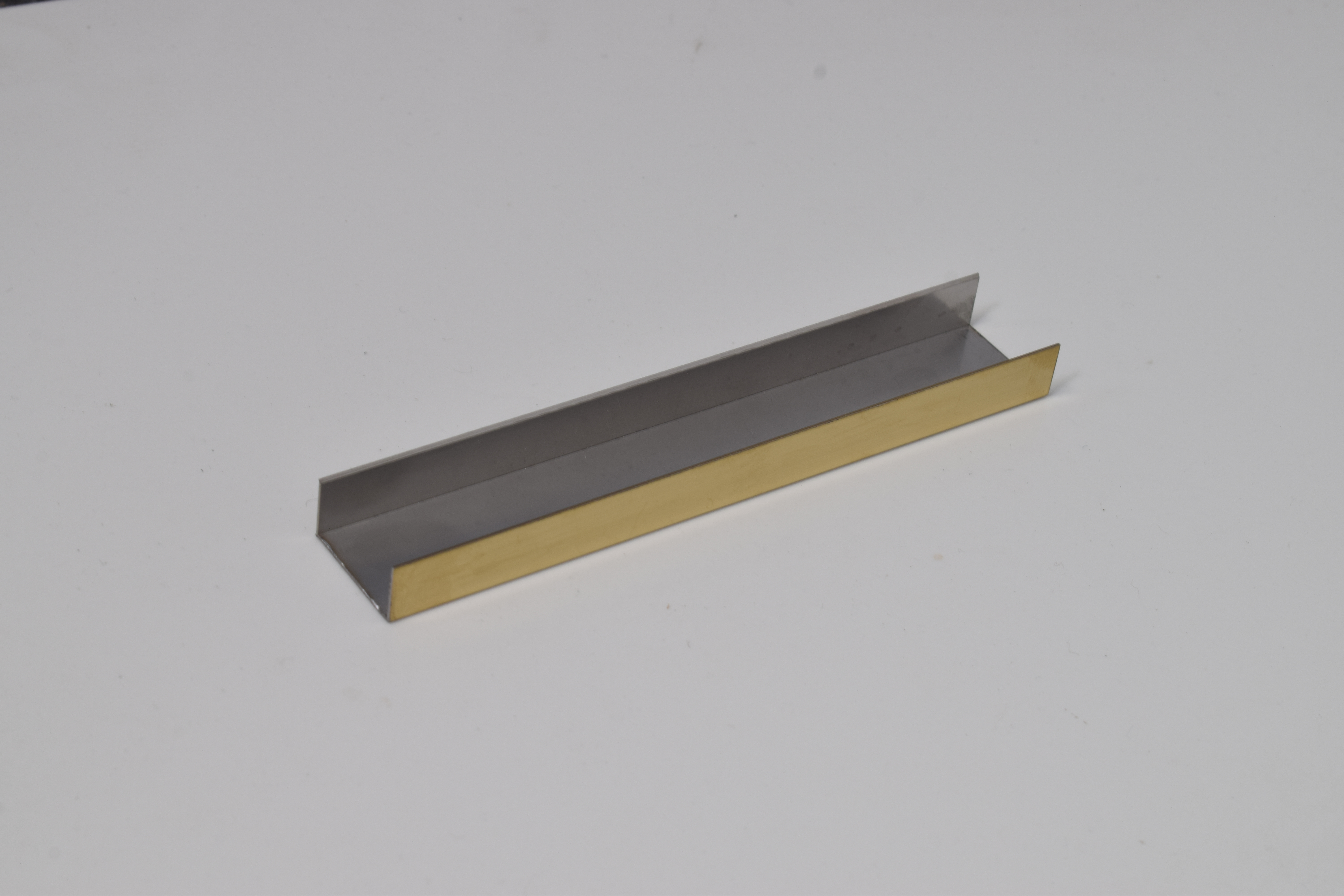 Stainless Steel U Profile Gold Hairline Matte Finish Edgeline PM 00294 H | 10 ft (3 mtr) x 20 mm x 0.6 mm | Adhesive Type Installation | Suitable for Floor & Walls