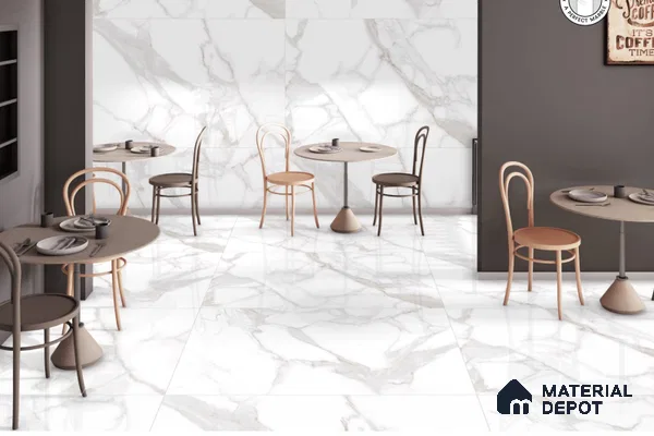 Large Format Marble Floor & Wall Tile TL 01471 A Statuario Violla 6 ft x 4 ft Glossy Finish Vitrified Tile - 9 mm | Suitable For Living Room, Bedroom, Office | Adhesive and Spacers Must be Used During Installation