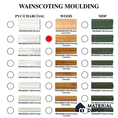 Ready To Install DIY Finished Teak Wood Designer Wainscot French Wall Moulding Design 1 Granulux PM 00295 B | 7.5 ft x 45 mm x 18 mm | Nail & Adhesive Installation