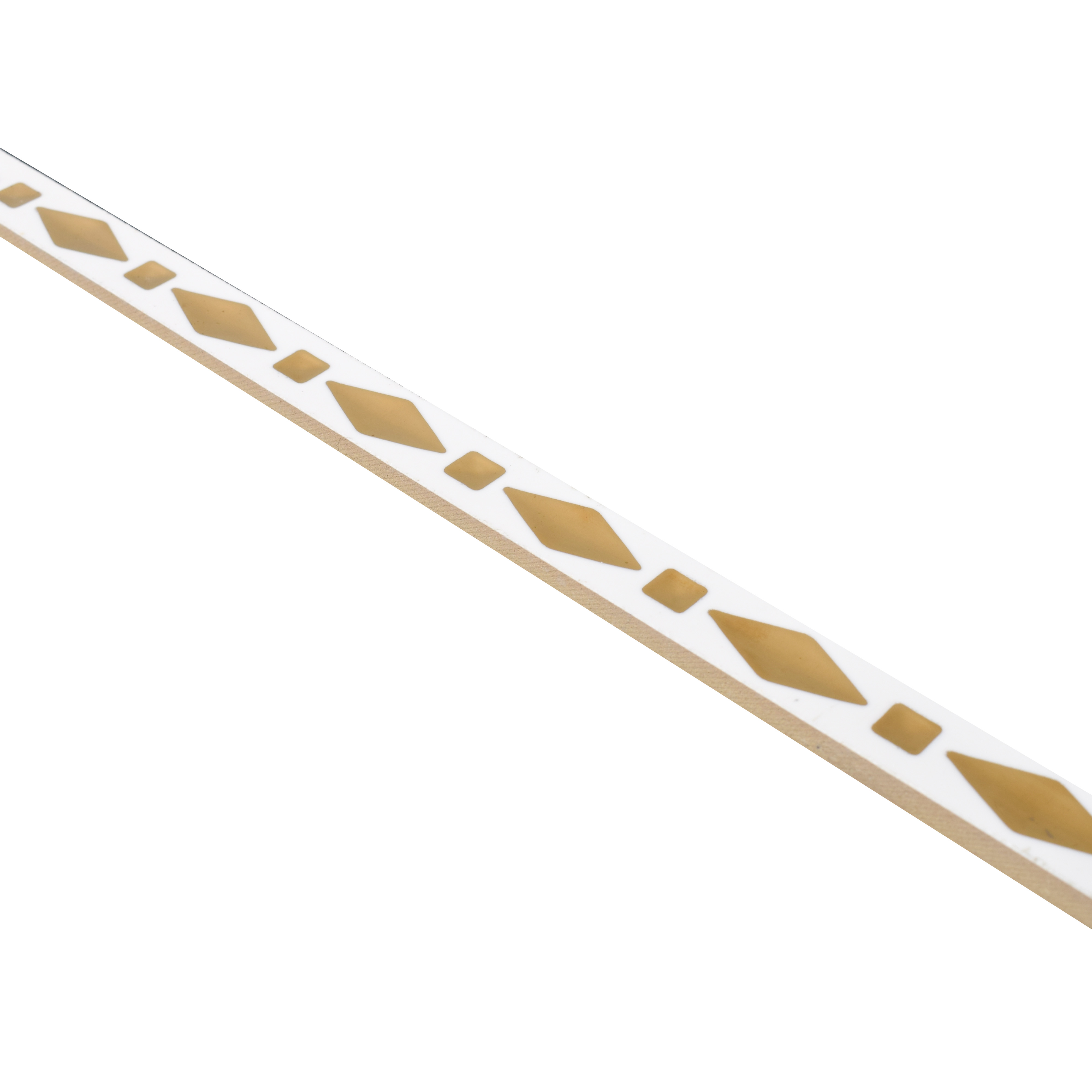 Ceramic Tile Border Designer Gracia Rhombus Golden White PM 00419 | 20x600 mm | Adhesive Type Installation | Suitable for Decorative Highlighter Border