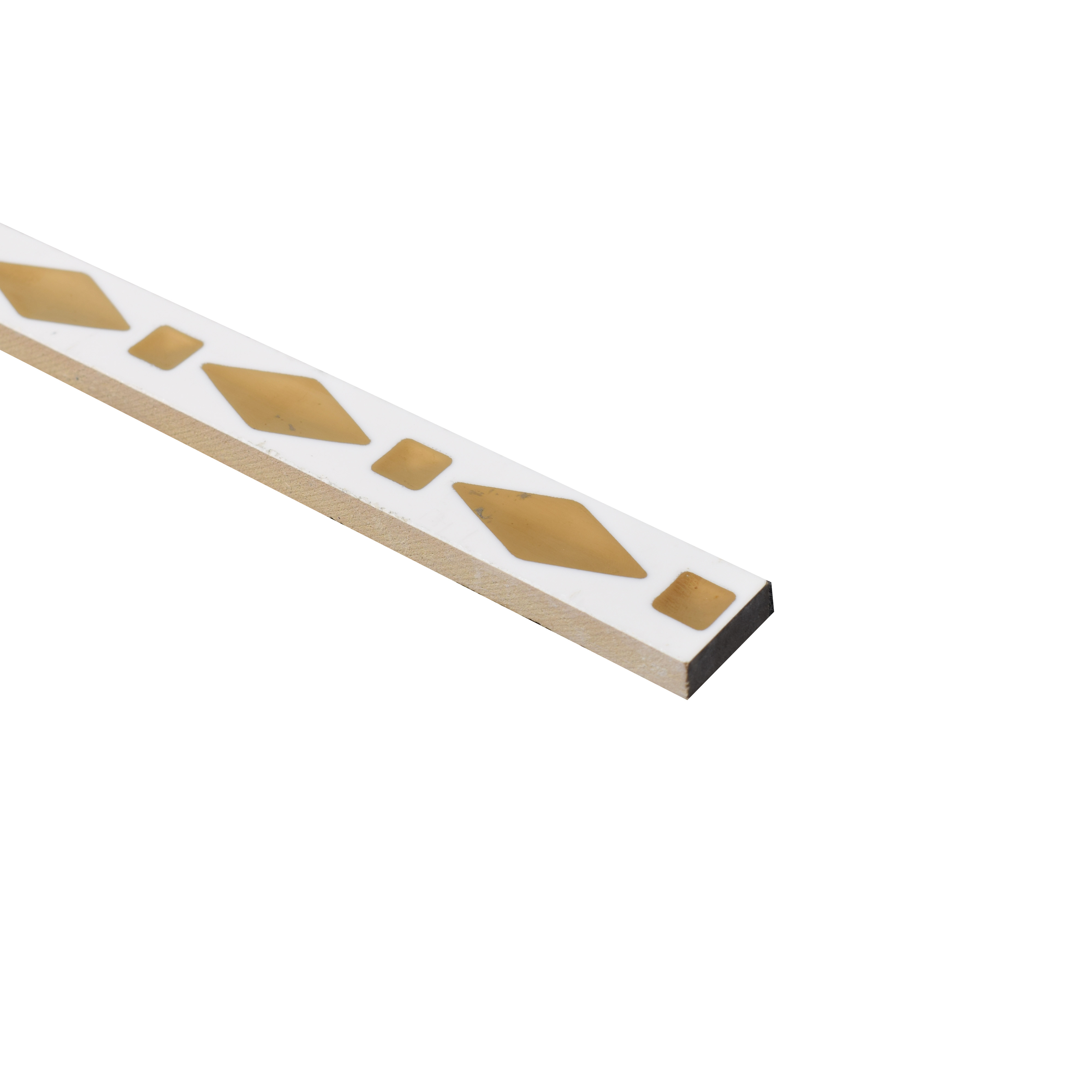Ceramic Tile Border Designer Gracia Rhombus Golden White PM 00419 | 20x600 mm | Adhesive Type Installation | Suitable for Decorative Highlighter Border