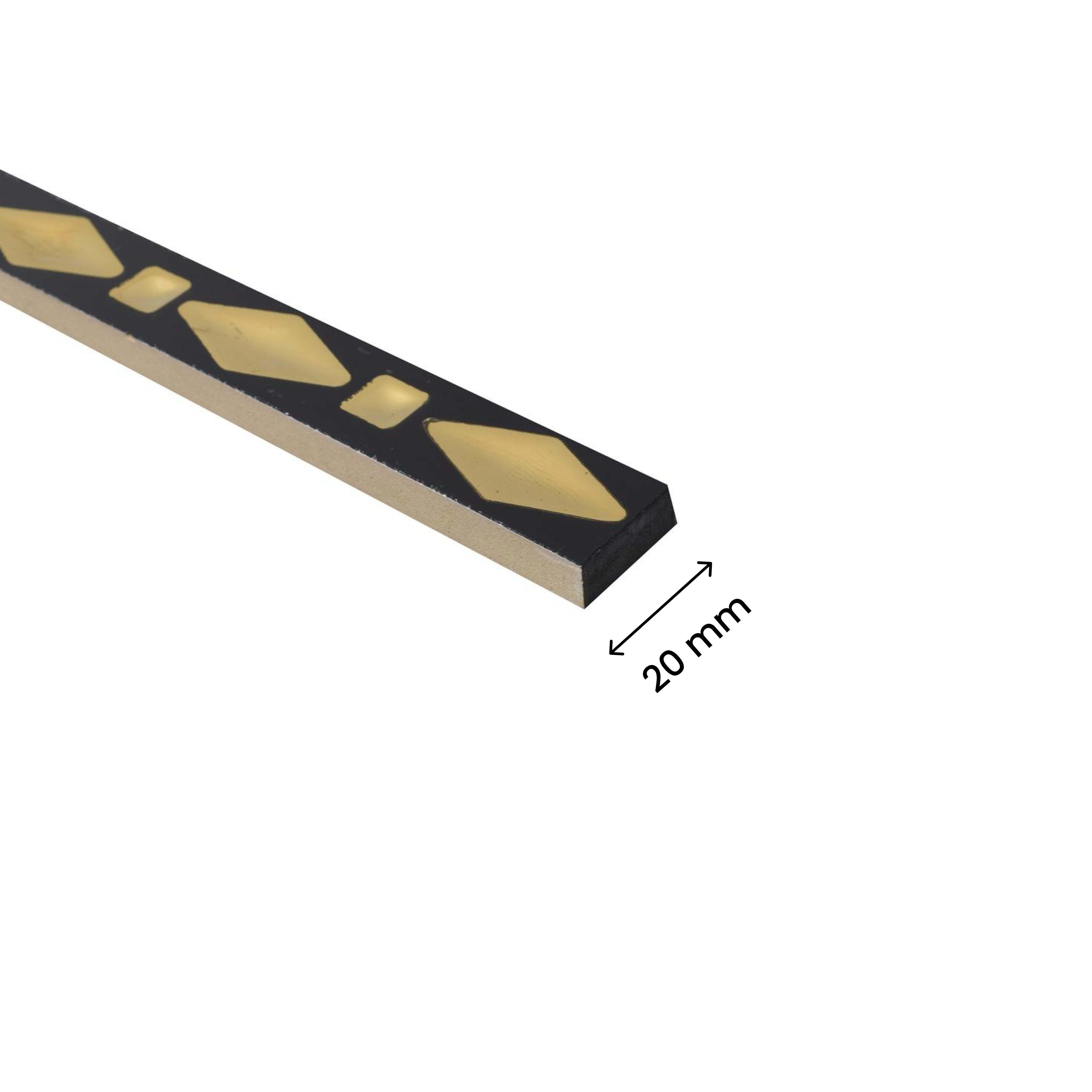 Ceramic Tile Border Designer Gracia Rhombus Golden Black PM 00419 B | 20x600 mm | Adhesive Type Installation | Suitable for Decorative Highlighter Border