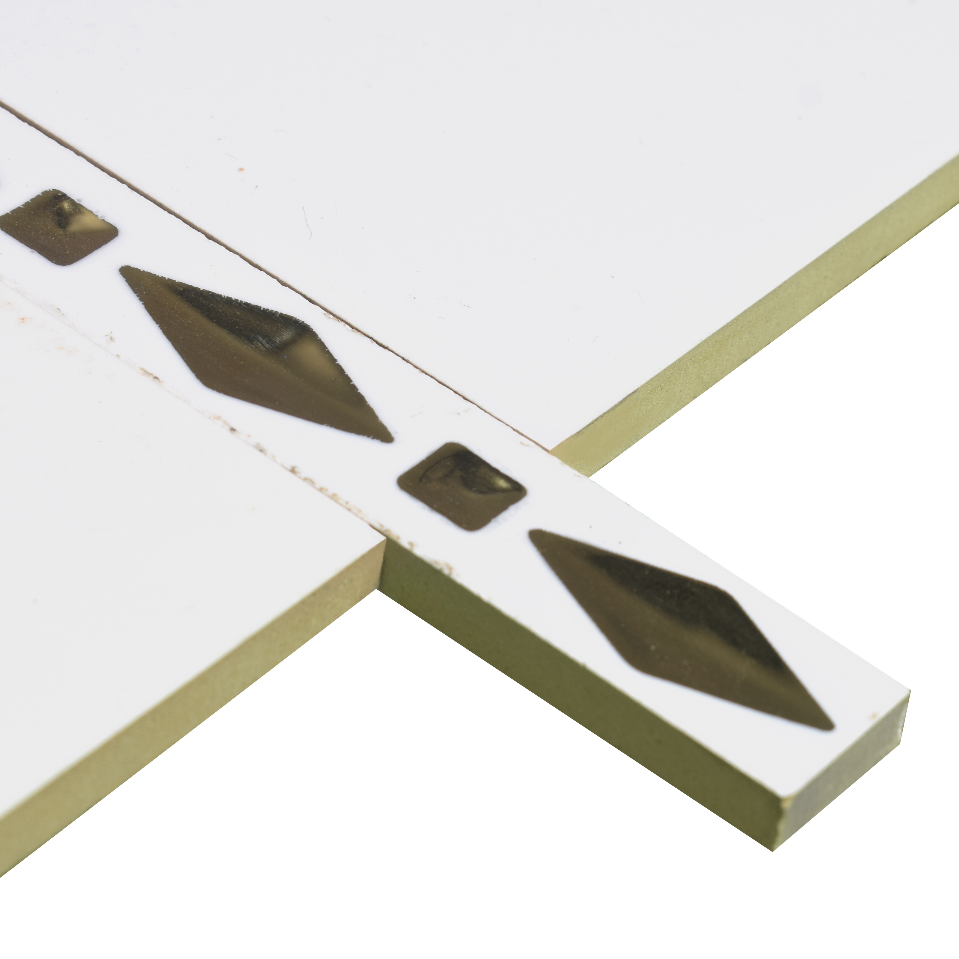 Ceramic Tile Border Designer Gracia Rhombus Golden White PM 00419 | 20x600 mm | Adhesive Type Installation | Suitable for Decorative Highlighter Border