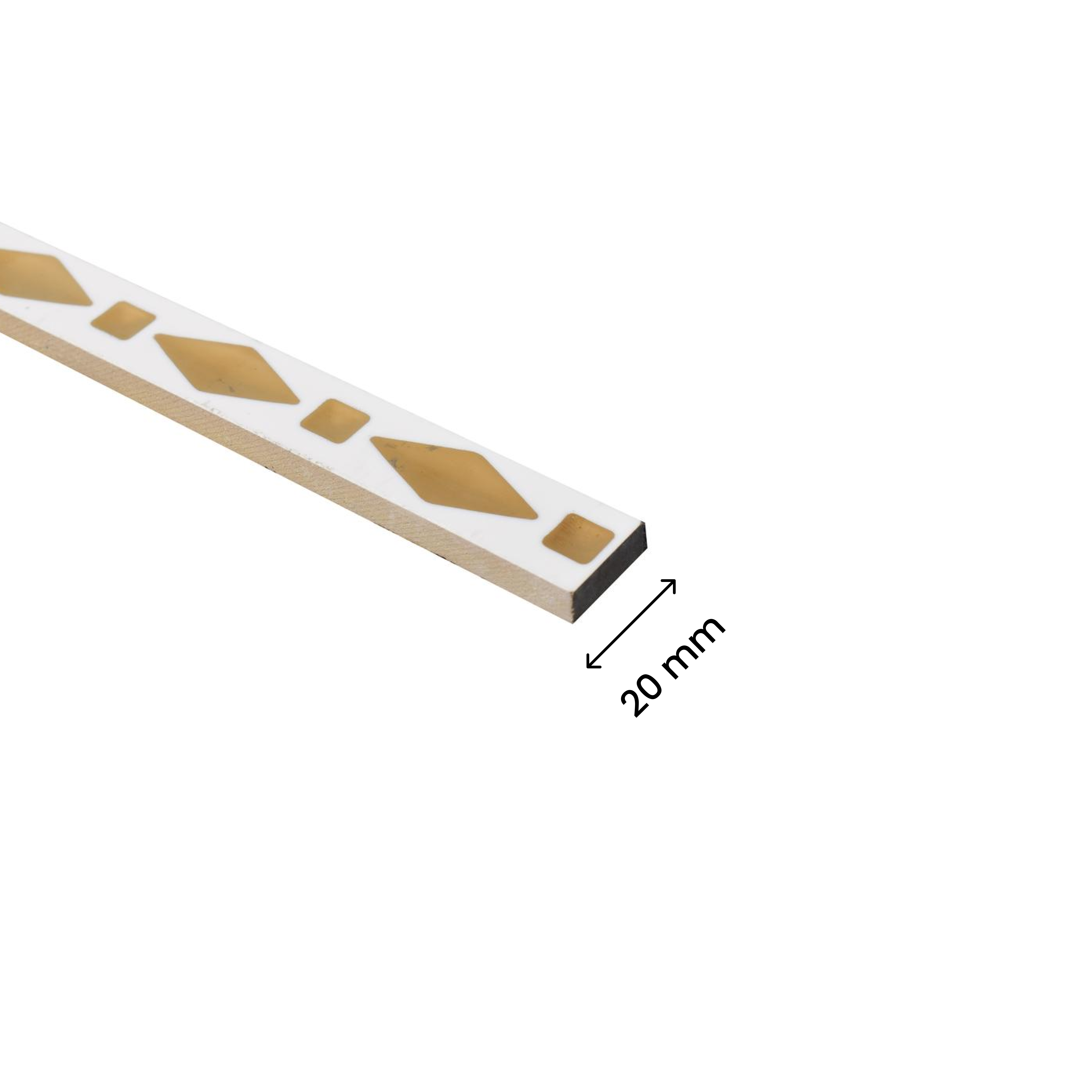 Ceramic Tile Border Designer Gracia Rhombus Golden White PM 00419 | 20x600 mm | Adhesive Type Installation | Suitable for Decorative Highlighter Border