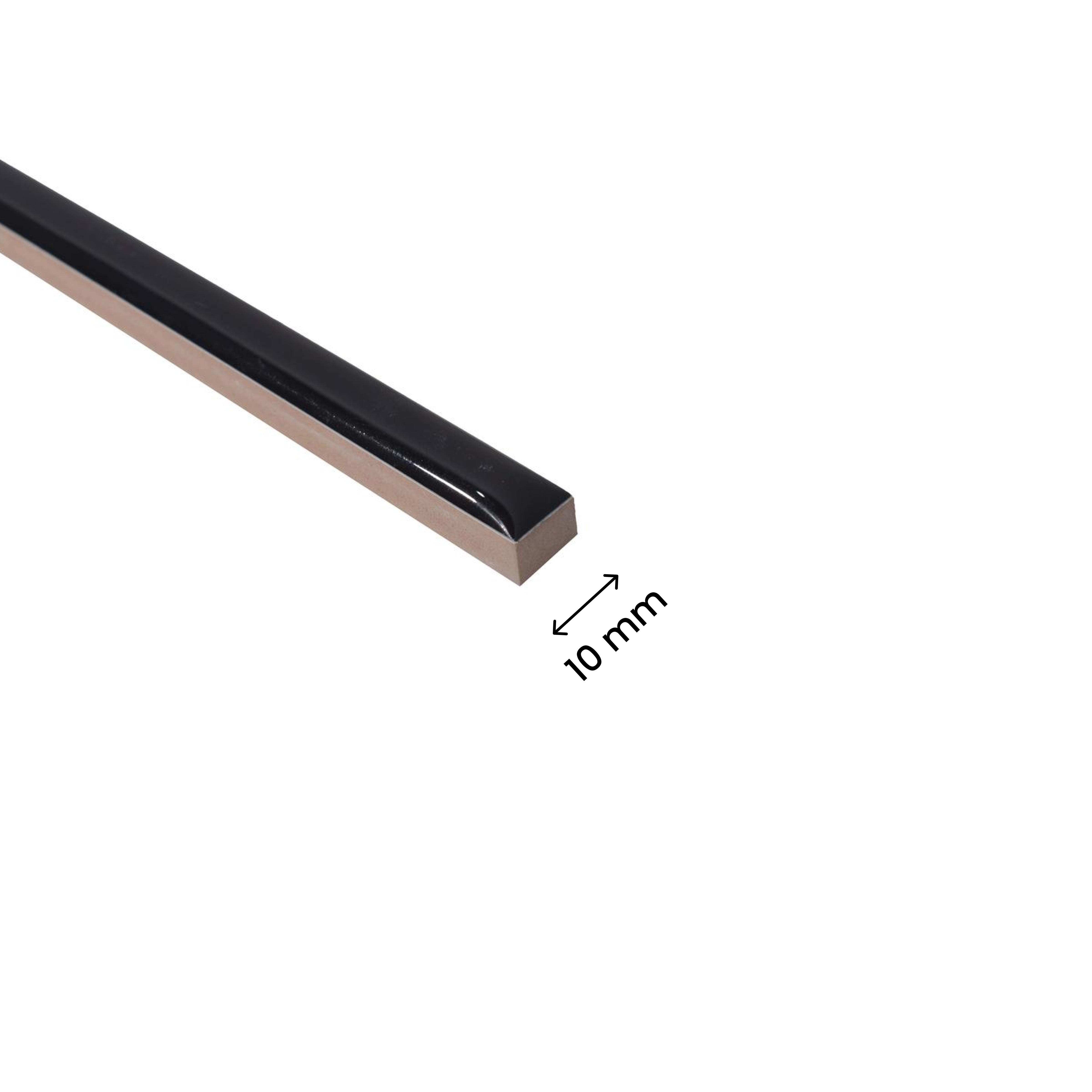 Ceramic Round Black Imported Tile Border Glossy Finish Gracia PM 00339 | 10x600 mm | Adhesive Type Installation | Suitable for Decorative Highlighter Border