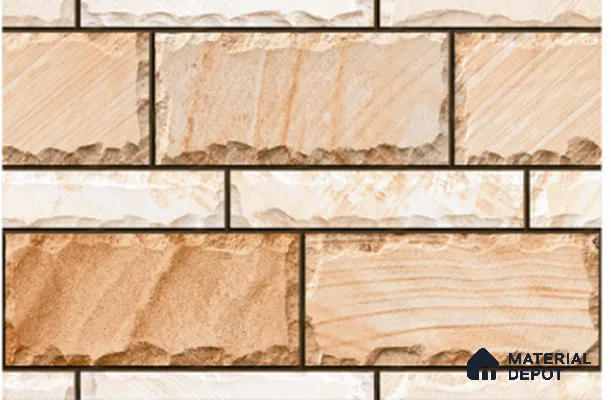 TL 01554 Champagne Beige 12 x 18 Inch Sugar Finish Random High Depth Elevation Ceramic Wall Tile - 8 mm