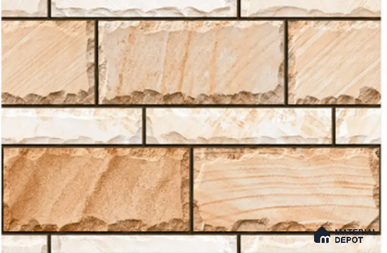 TL 01554 Champagne Beige 12 x 18 Inch Sugar Finish Random High Depth Elevation Ceramic Wall Tile - 8 mm