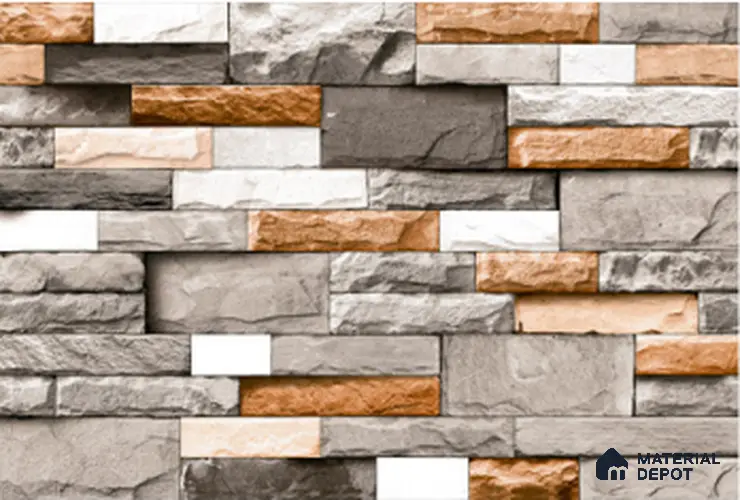 TL 01553 Dim Grey & Brown 12 x 18 Inch Sugar Finish Random High Depth Elevation Ceramic Wall Tile - 8 mm