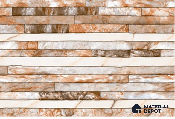 TL 01557 Alabaster Beige 12 x 18 Inch Sugar Finish Random High Depth Elevation Ceramic Wall Tile - 8 mm