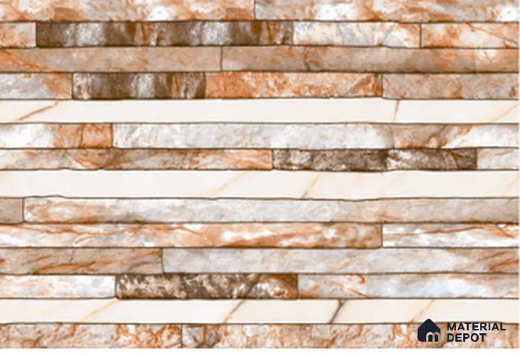 TL 01557 Alabaster Beige 12 x 18 Inch Sugar Finish Random High Depth Elevation Ceramic Wall Tile - 8 mm