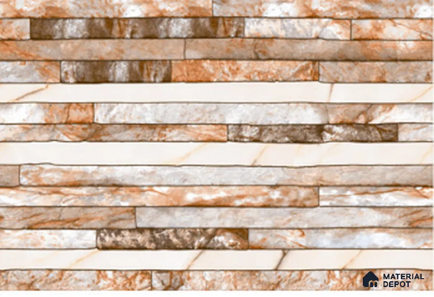 TL 01557 Alabaster Beige 12 x 18 Inch Sugar Finish Random High Depth Elevation Ceramic Wall Tile - 8 mm