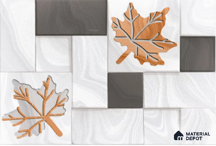 Floral Wall Tile TL 01562 Floral White 12 x 18 Inch Sugar Finish High Depth Elevation Ceramic Wall Tile - 8 mm
