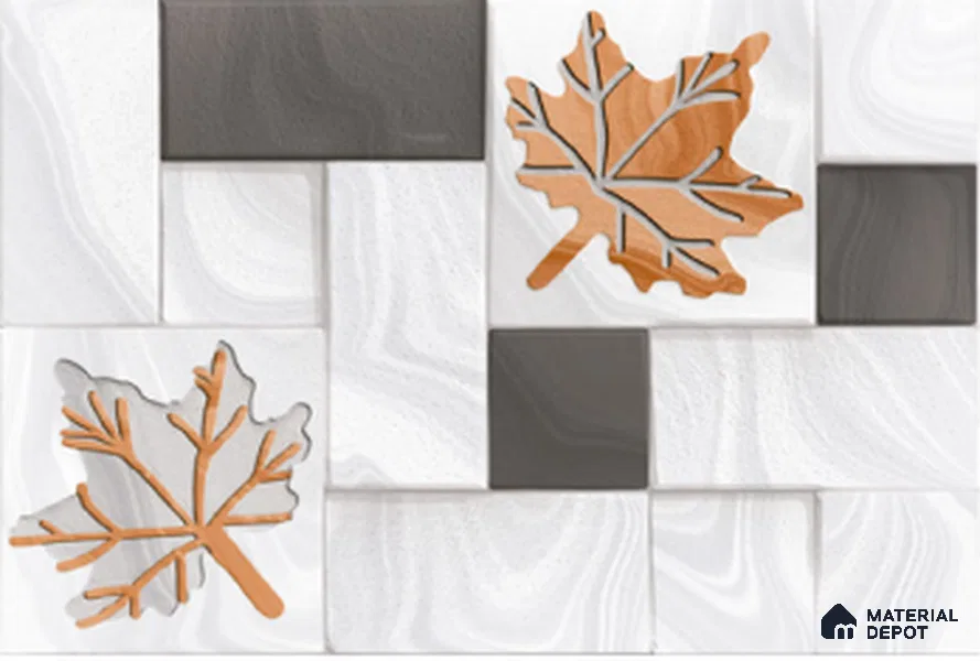 Floral Wall Tile TL 01562 Floral White 12 x 18 Inch Sugar Finish High Depth Elevation Ceramic Wall Tile - 8 mm