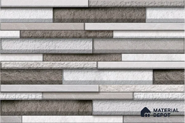 TL 01564 Lead Grey 12 x 18 Inch Sugar Finish Random High Depth Elevation Ceramic Wall Tile - 8 mm