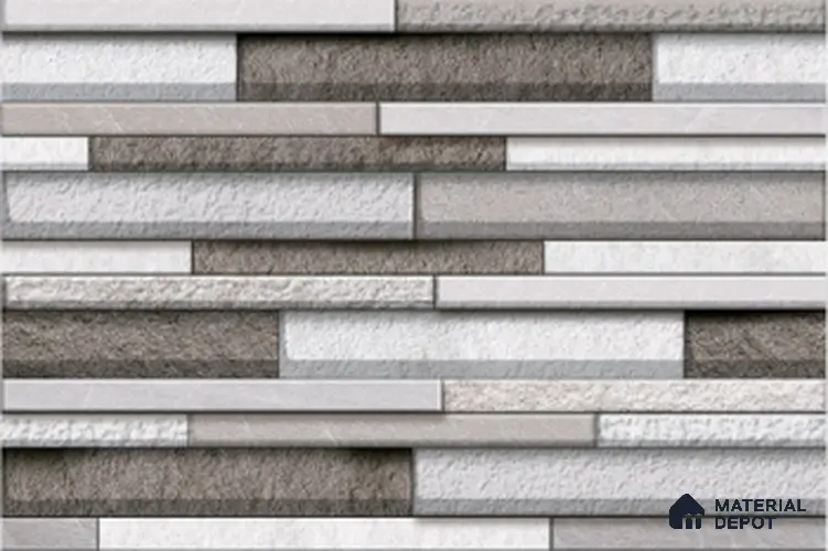 TL 01564 Lead Grey 12 x 18 Inch Sugar Finish Random High Depth Elevation Ceramic Wall Tile - 8 mm