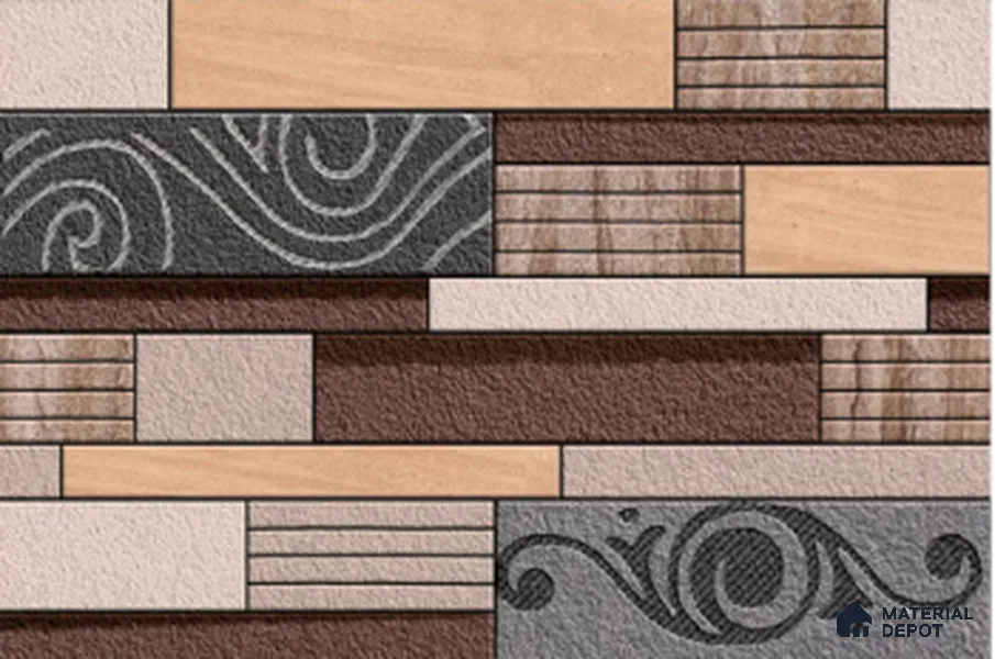 TL 01569 Tan Brown 12 x 18 Inch Sugar Finish Random High Depth Elevation Ceramic Wall Tile - 8 mm