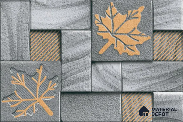 Floral Wall Tile TL 01563 Grey Porpoise 12 x 18 Inch Sugar Finish High Depth Elevation Ceramic Wall Tile - 8 mm