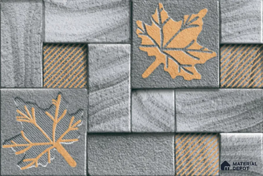 Floral Wall Tile TL 01563 Grey Porpoise 12 x 18 Inch Sugar Finish High Depth Elevation Ceramic Wall Tile - 8 mm