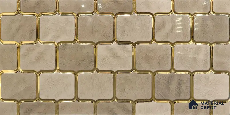 Glass Highligter Wall Tile TL 07359 Golden Craze 2 ft x 1 ft Glossy Finish Ceramic Tile - 9 mm | Suitable For Bathroom, Kitchen Backsplashes
