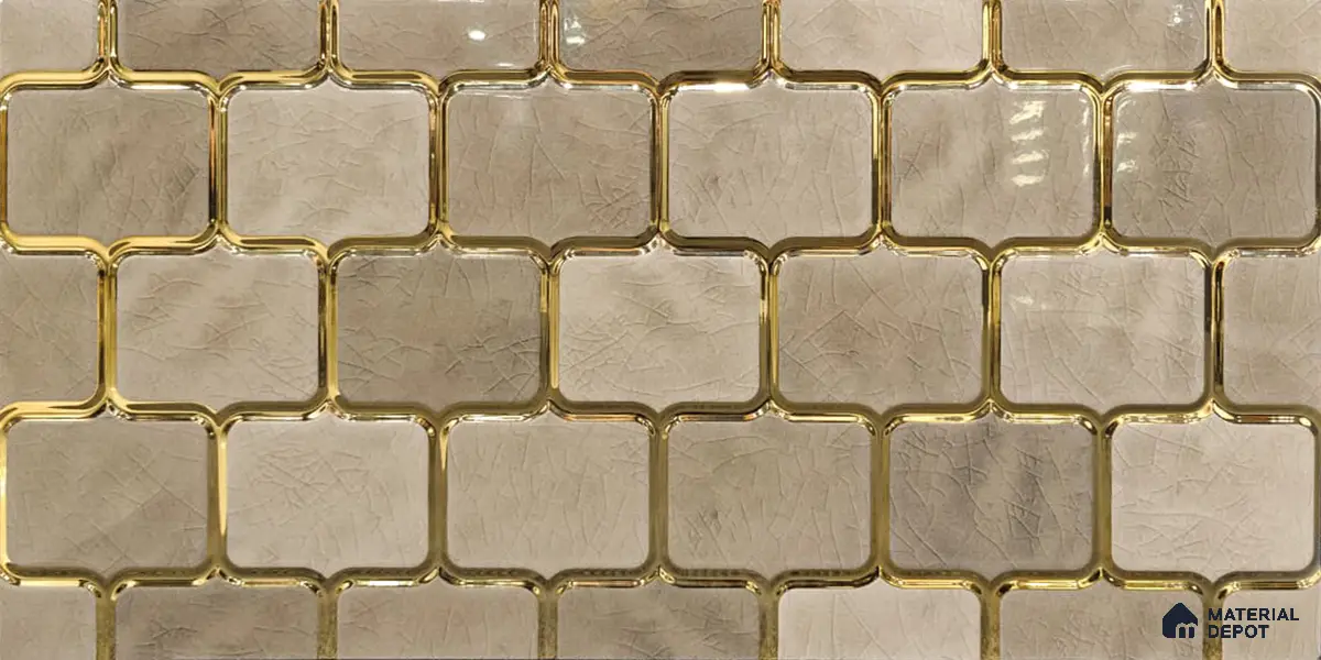 Glass Highligter Wall Tile TL 07359 Golden Craze 2 ft x 1 ft Glossy Finish Ceramic Tile - 9 mm | Suitable For Bathroom, Kitchen Backsplashes