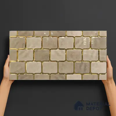 Glass Highligter Wall Tile TL 07359 Golden Craze 2 ft x 1 ft Glossy Finish Ceramic Tile - 9 mm | Suitable For Bathroom, Kitchen Backsplashes