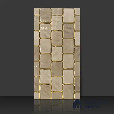 Glass Highligter Wall Tile TL 07359 Golden Craze 2 ft x 1 ft Glossy Finish Ceramic Tile - 9 mm | Suitable For Bathroom, Kitchen Backsplashes