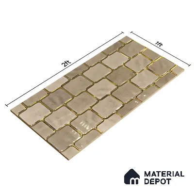 Glass Highligter Wall Tile TL 07359 Golden Craze 2 ft x 1 ft Glossy Finish Ceramic Tile - 9 mm | Suitable For Bathroom, Kitchen Backsplashes