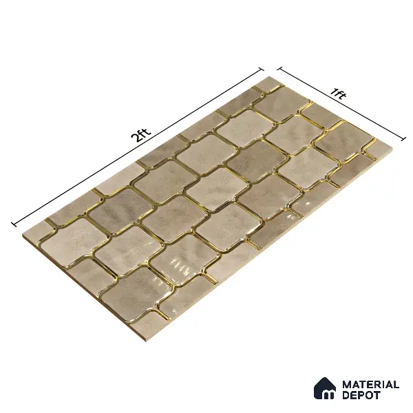 Glass Highligter Wall Tile TL 07359 Golden Craze 2 ft x 1 ft Glossy Finish Ceramic Tile - 9 mm | Suitable For Bathroom, Kitchen Backsplashes