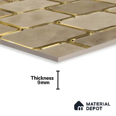 Glass Highligter Wall Tile TL 07359 Golden Craze 2 ft x 1 ft Glossy Finish Ceramic Tile - 9 mm | Suitable For Bathroom, Kitchen Backsplashes