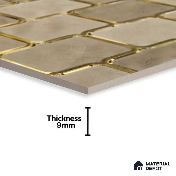 Glass Highligter Wall Tile TL 07359 Golden Craze 2 ft x 1 ft Glossy Finish Ceramic Tile - 9 mm | Suitable For Bathroom, Kitchen Backsplashes