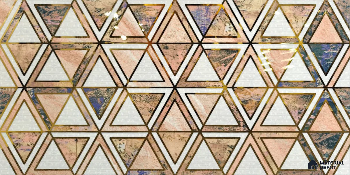Glass Highlighter Wall Tile TL 07352 Peach Prism 2 ft x 1 ft Glossy Finish Ceramic Tile - 9 mm | Suitable For Kitchen, Bathroom & Accent/Feature Wall
