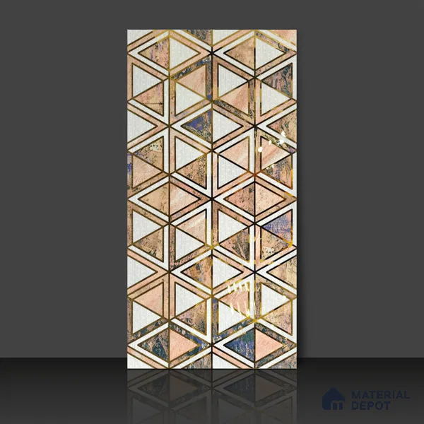 Glass Highlighter Wall Tile TL 07352 Peach Prism 2 ft x 1 ft Glossy Finish Ceramic Tile - 9 mm | Suitable For Kitchen, Bathroom & Accent/Feature Wall
