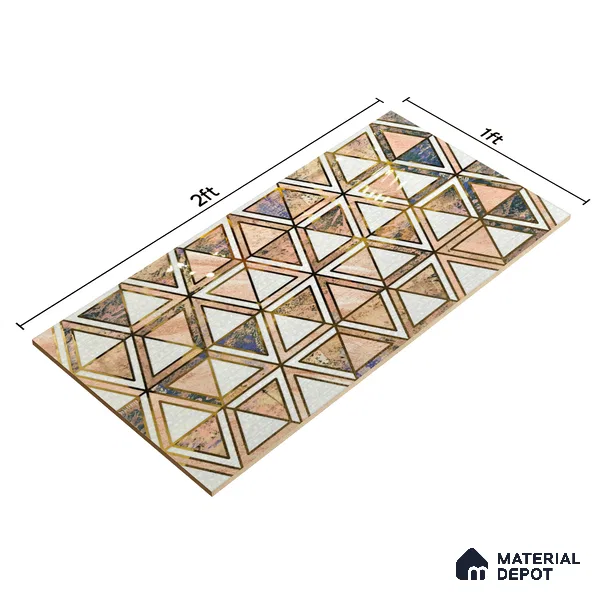 Glass Highlighter Wall Tile TL 07352 Peach Prism 2 ft x 1 ft Glossy Finish Ceramic Tile - 9 mm | Suitable For Kitchen, Bathroom & Accent/Feature Wall