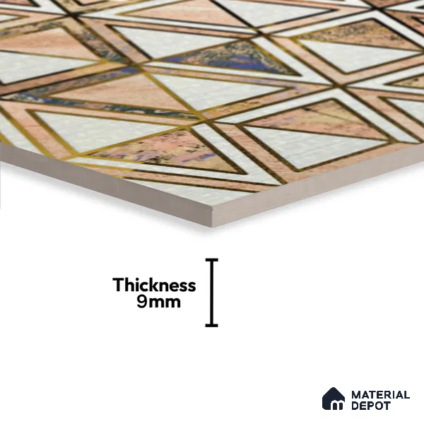 Glass Highlighter Wall Tile TL 07352 Peach Prism 2 ft x 1 ft Glossy Finish Ceramic Tile - 9 mm | Suitable For Kitchen, Bathroom & Accent/Feature Wall
