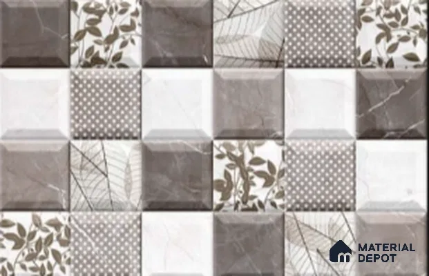 TL 00618 B Highlighter Smoky Grey 12 x 18 inch Glossy Finish 3D High Definition Digital Ceramic Wall Tile - 6 mm