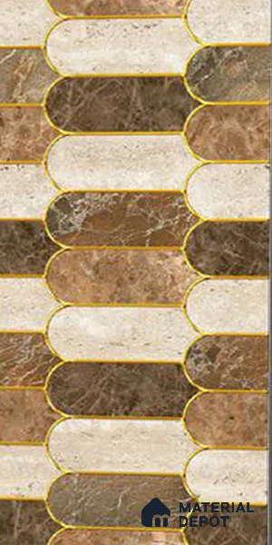 Glass Highlighter Wall Tile TL 12905 Emerald Arabesque 2 ft x 1 ft Glossy Finish Ceramic Tile - 9 mm | Suitable For Kitchen, Bathroom & Accent/Feature Wall