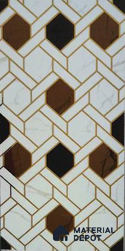 Glass Highlighter Wall Tile TL 12896 Hexa Bronze 2 ft x 1 ft Glossy Finish Ceramic Tile - 9 mm | Suitable For Kitchen, Bathroom & Accent/Feature Wall