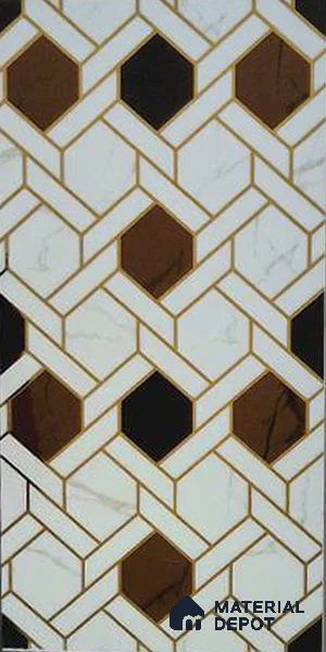 Glass Highlighter Wall Tile TL 12896 Hexa Bronze 2 ft x 1 ft Glossy Finish Ceramic Tile - 9 mm | Suitable For Kitchen, Bathroom & Accent/Feature Wall
