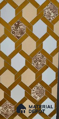 Glass Highlighter Wall Tile TL 12899 Azure Arabesque 2 ft x 1 ft Glossy Finish Ceramic Tile - 9 mm | Suitable For Kitchen, Bathroom & Accent/Feature Wall