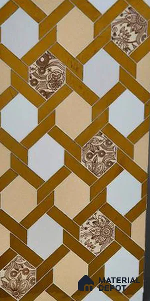 Glass Highlighter Wall Tile TL 12899 Azure Arabesque 2 ft x 1 ft Glossy Finish Ceramic Tile - 9 mm | Suitable For Kitchen, Bathroom & Accent/Feature Wall