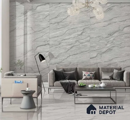 TL 02203 1 Demon Grey 4 ft x 2 ft Glossy Finish Vitrified Tile - 9 mm (Random 5)