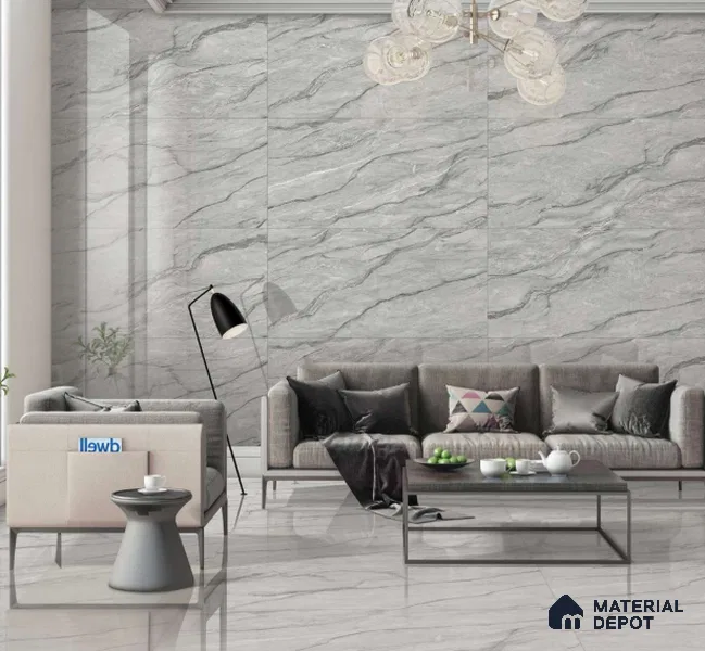 TL 02203 1 Demon Grey 4 ft x 2 ft Glossy Finish Vitrified Tile - 9 mm (Random 5)